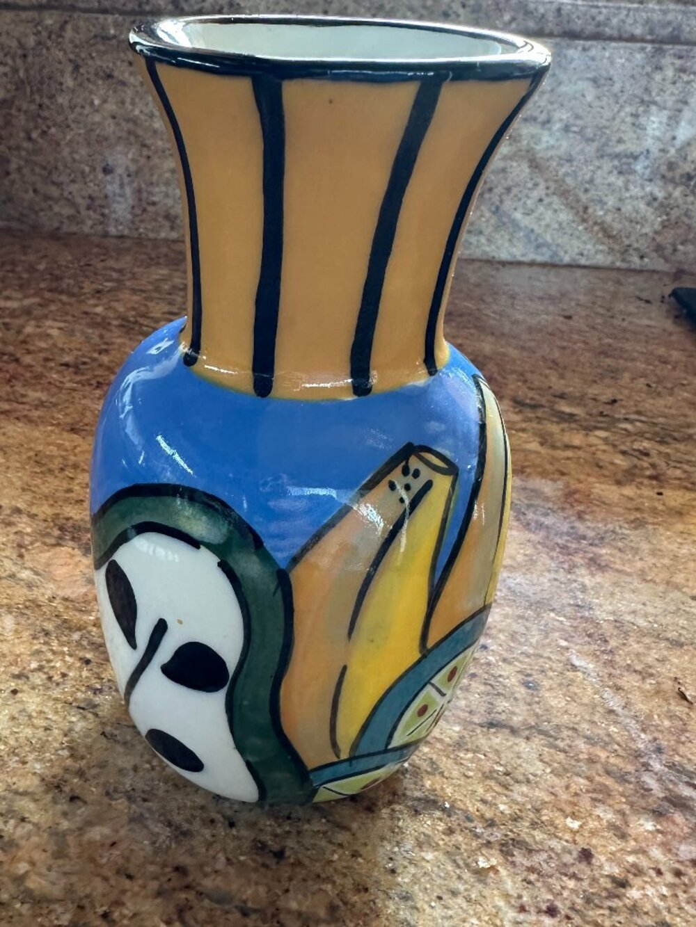 Colorful Tropical Fruit Hand-painted Art Pottery Vase Whimsical Artist Signed 6" - Picture 2 of 10